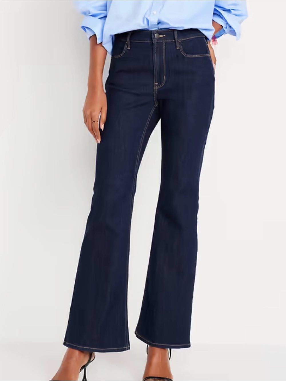 Old Navy Dark Blue Flare Jeans - High-Rise Silhouette